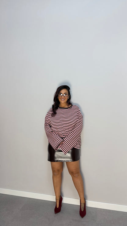 T-shirt Raya over size Rosa Marrone F1109