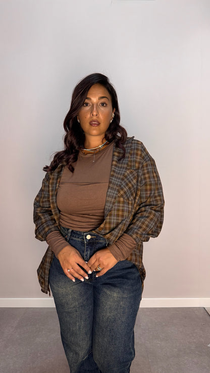 Camicia Monique a quadri marrone 17173