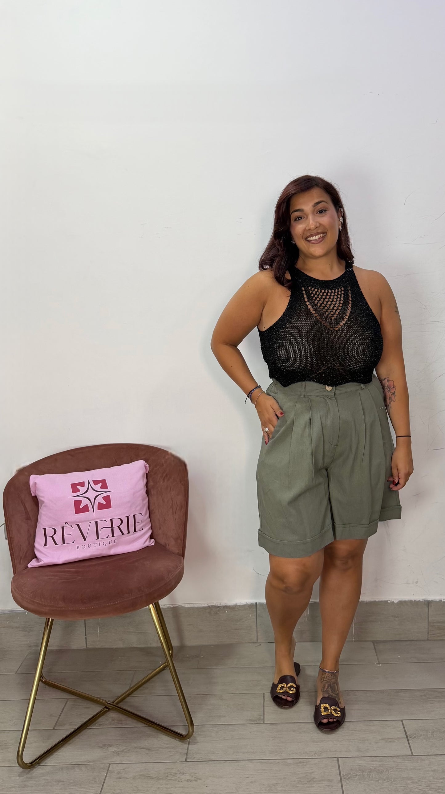 Bermuda Sara Verde in Lino 5738