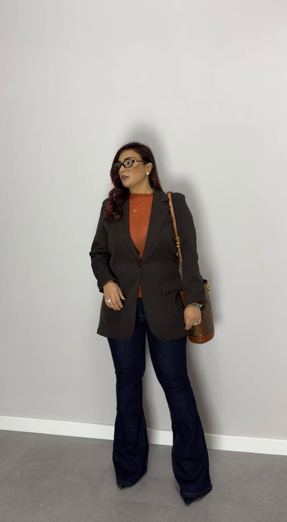 Giacca Moné Marrone un bottone M11035