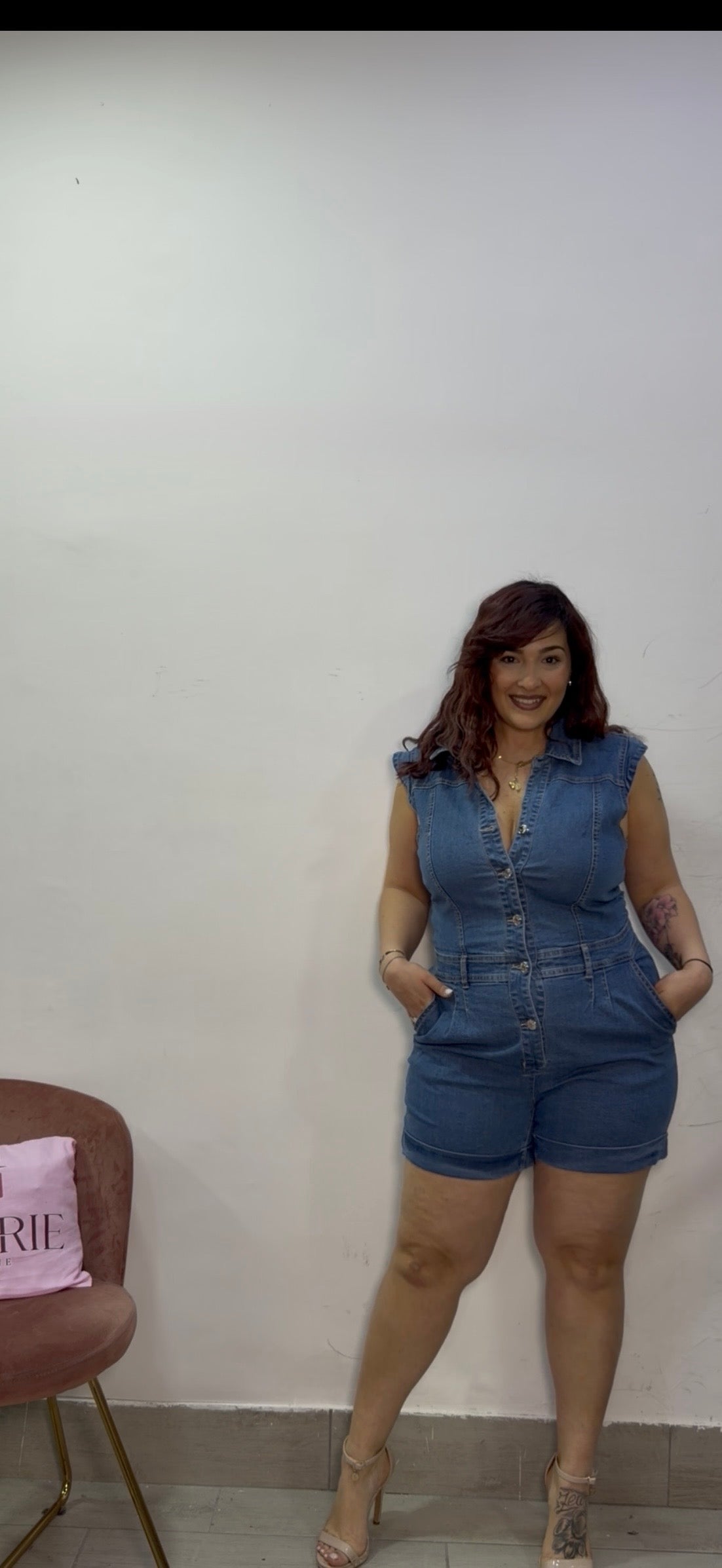 Salopette Mia in Denim Giro Manica M0181