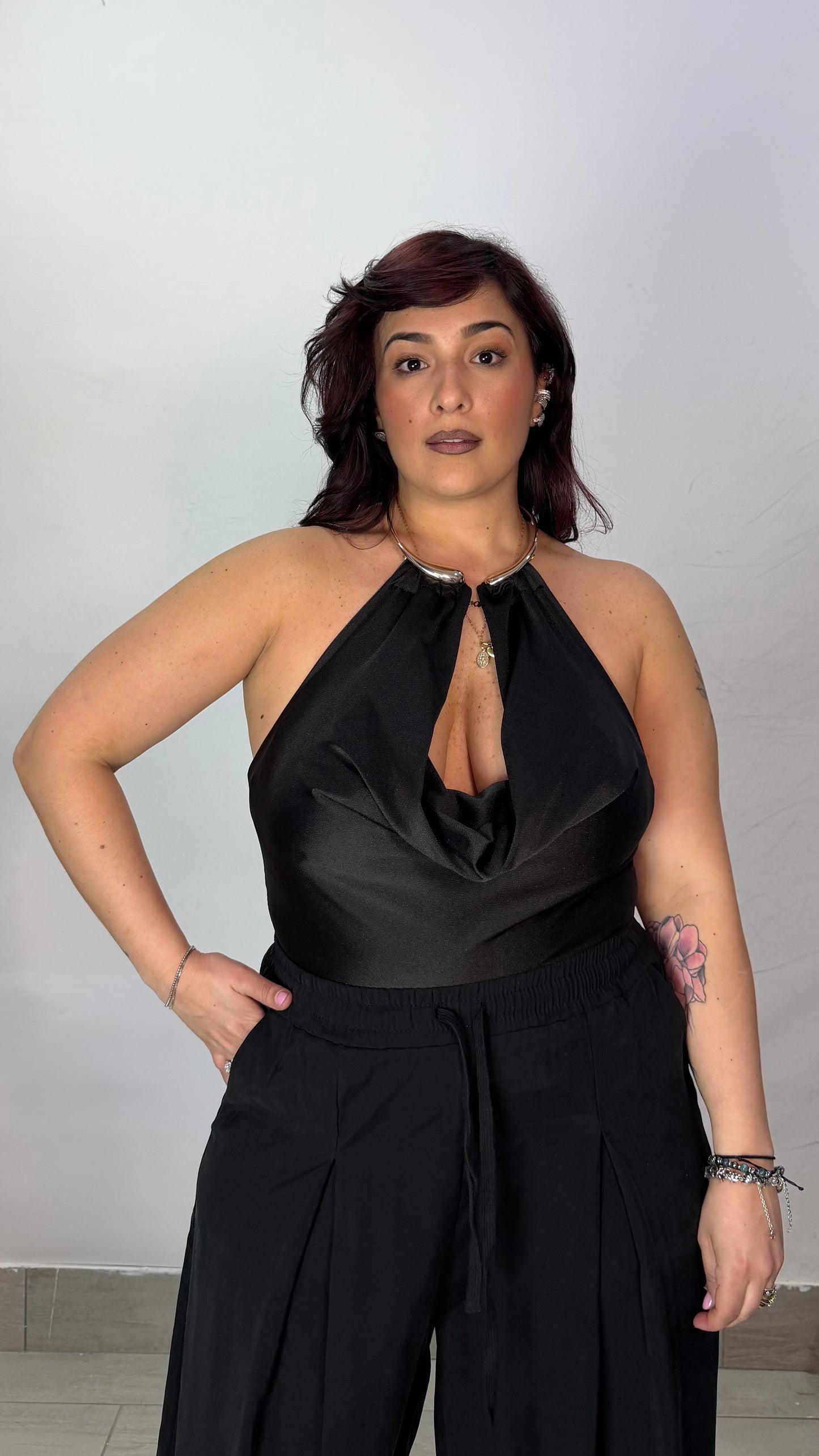Body Choker Nero in lycra 37962