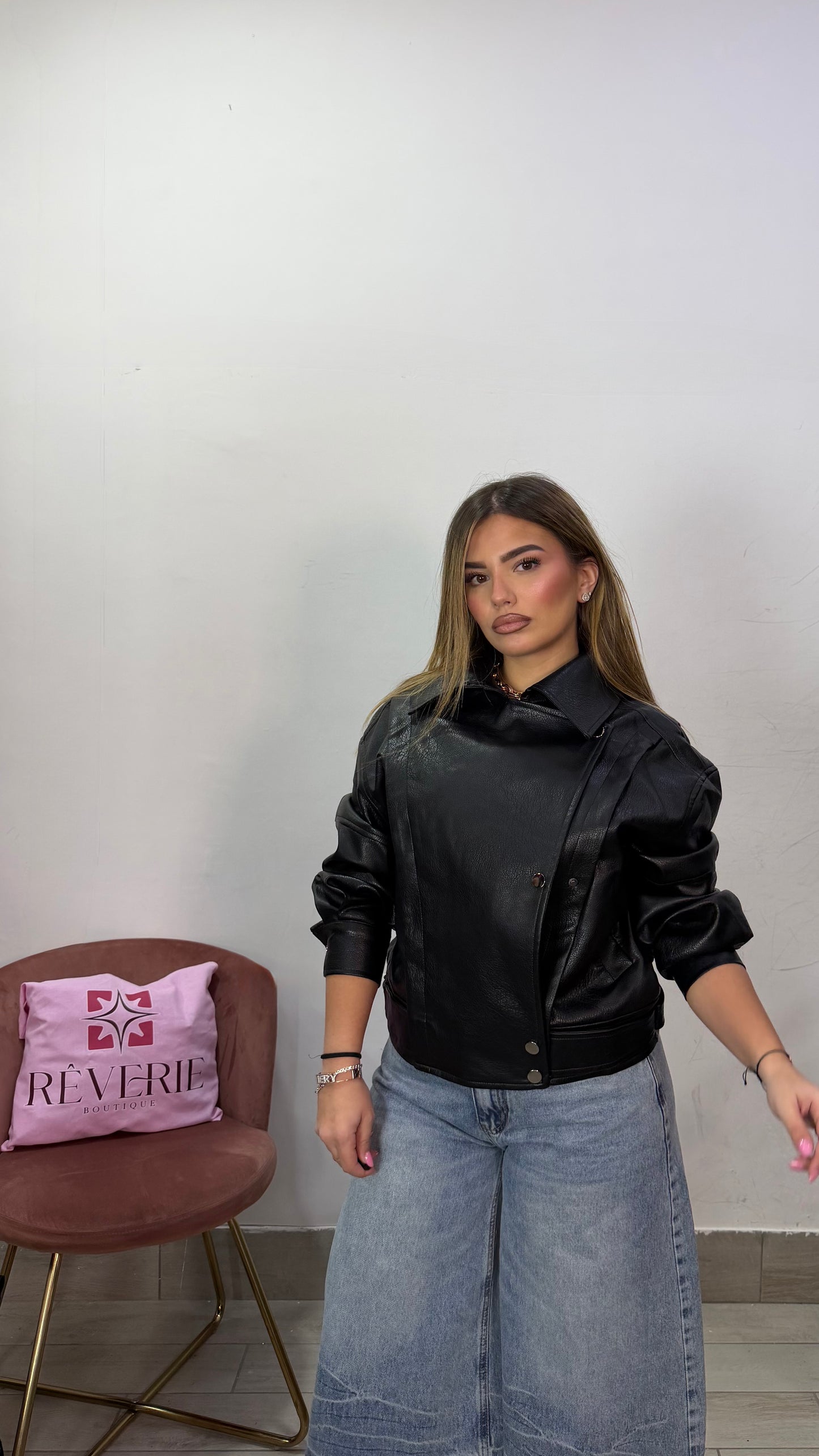 Giacca Biker Kaily in pelle Nero 12110