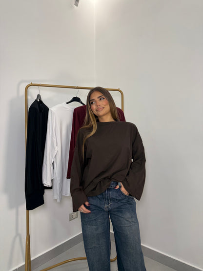 T-Shirt Silhouette con spalline Marrone TS44