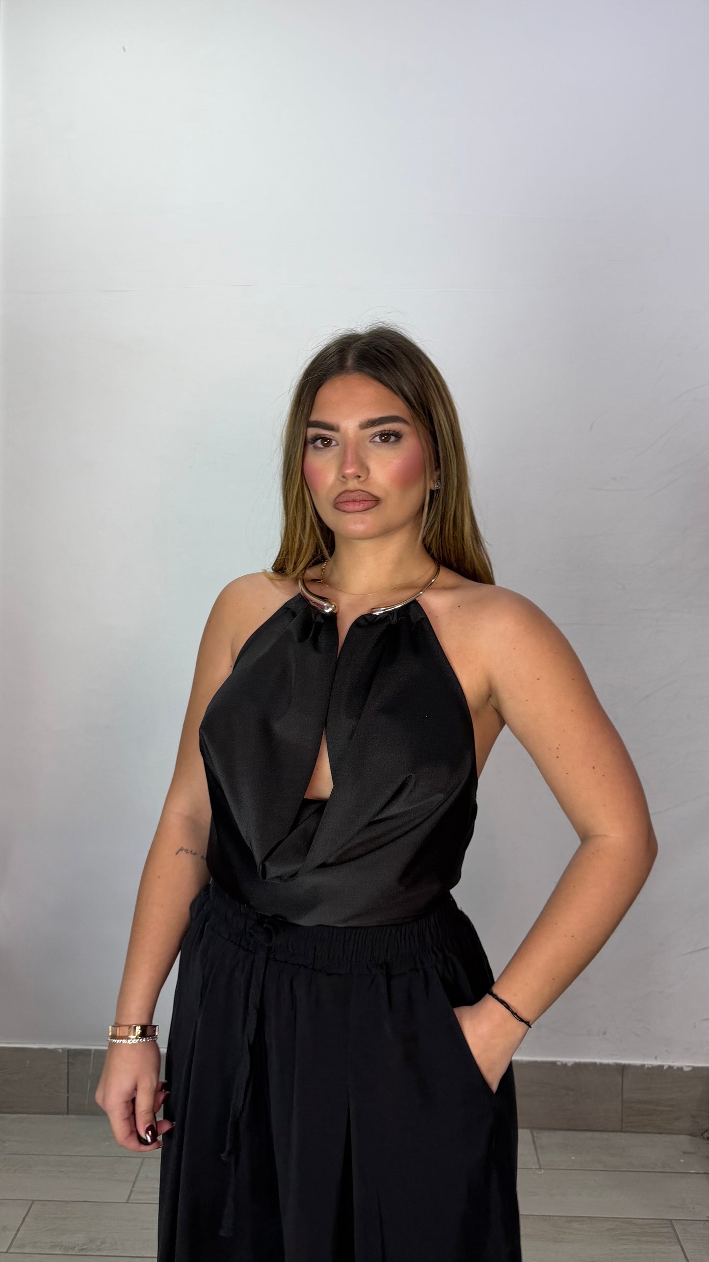 Body Choker Nero in lycra 37962