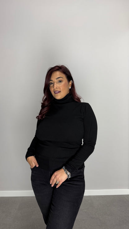 Pull Pring Collo Alto in lana rasata Nero 0803