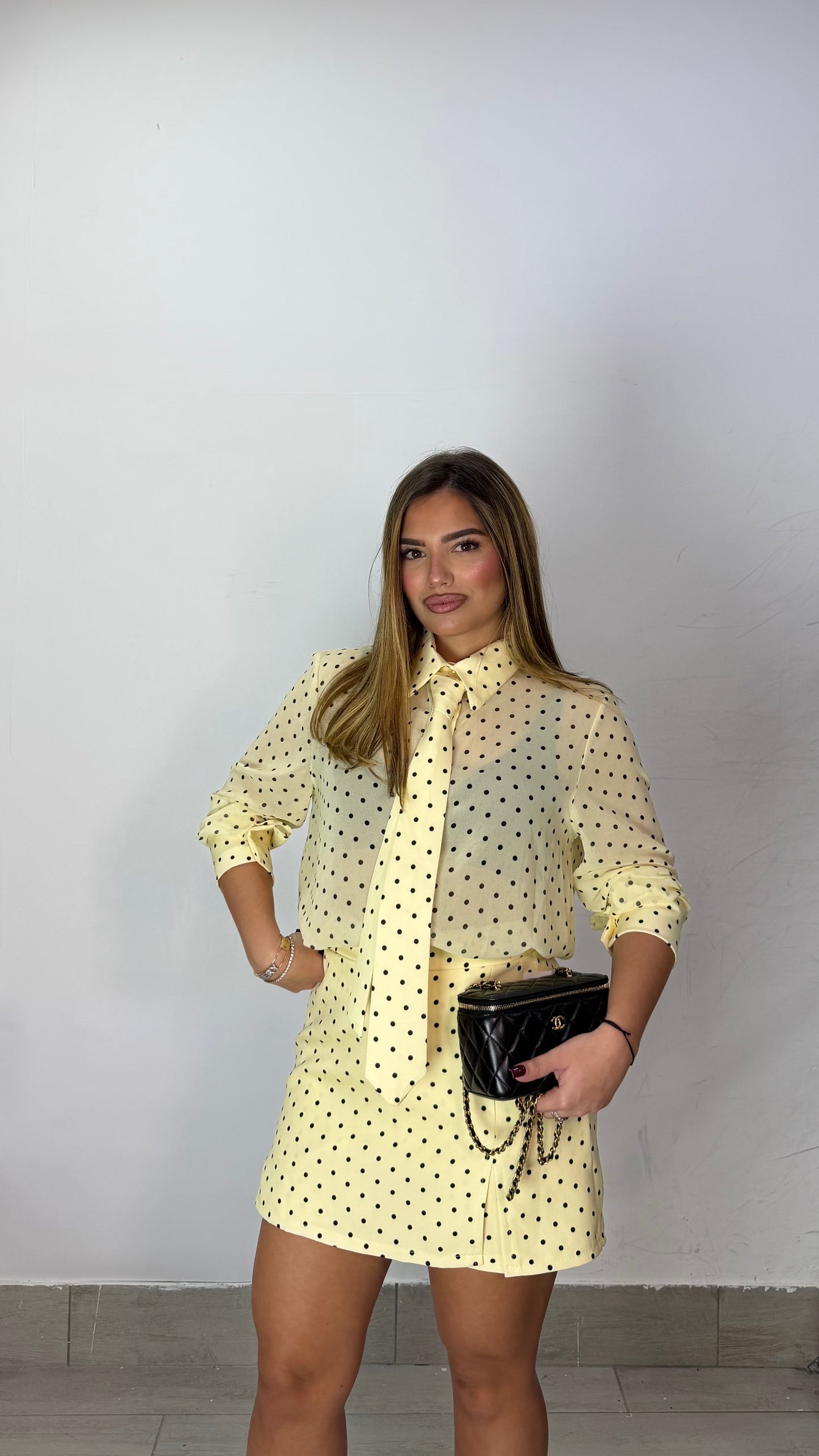 Coordinato Miss Blend a pois con pantagonna e cravatta 32423/22716