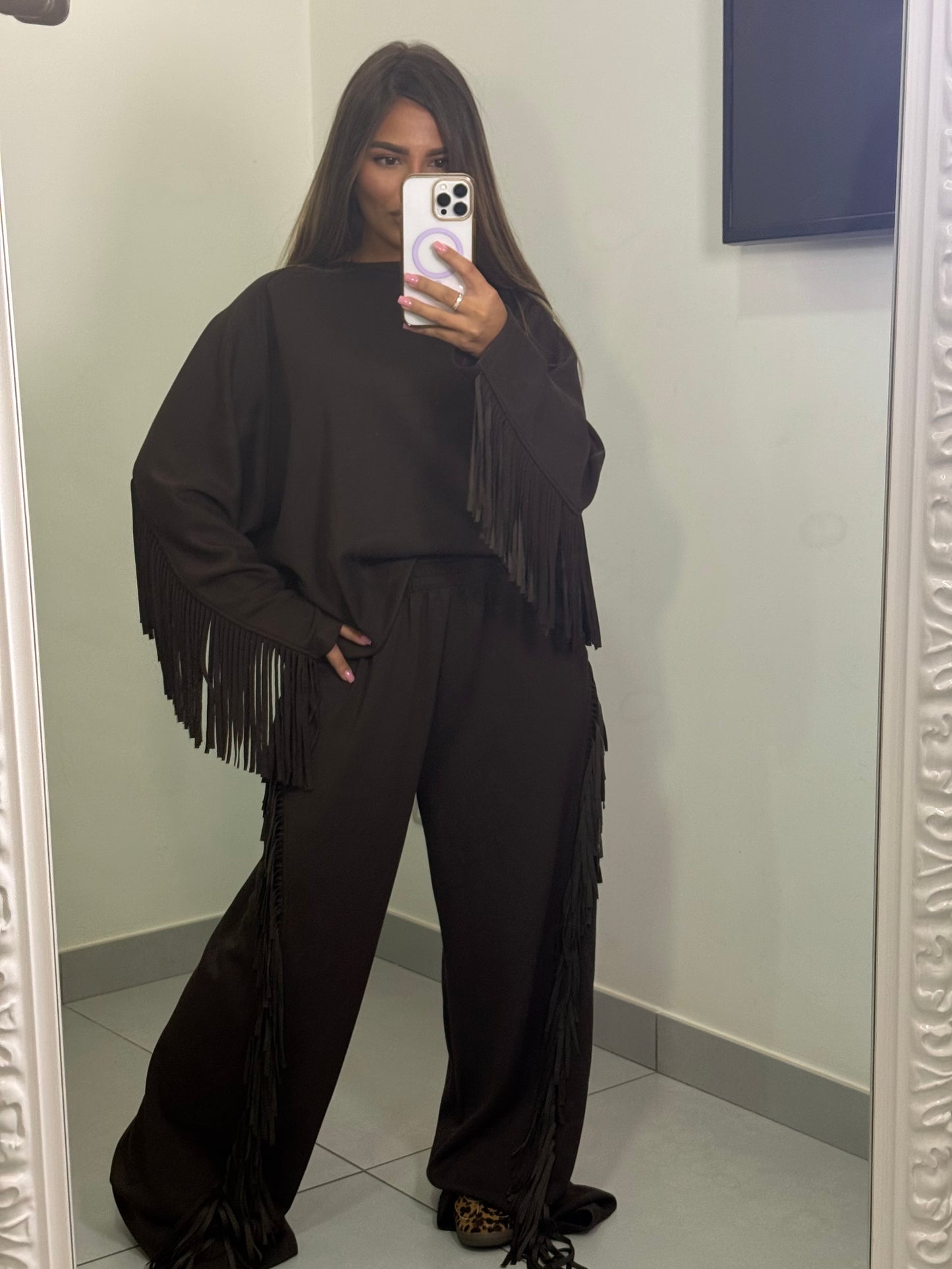 Tuta Casual con frange marrone Lumina 3378-77