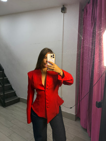 giacca con bottoni rossa 6827